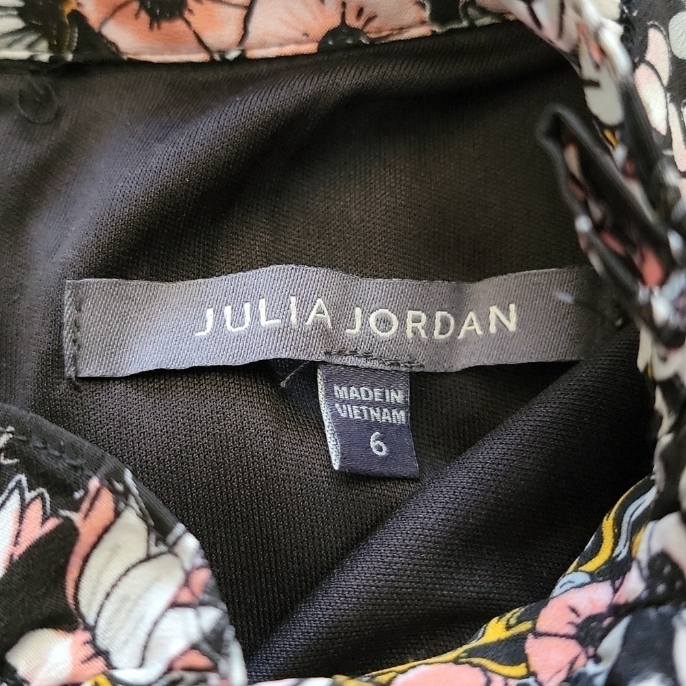 NWT Julia Jordan | Short Sleeve Mock Neck A-line Floral Midi Dress Size 6 - Picture 9 of 10